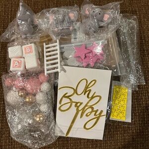 Elephant Cake Toppers Mini 3D Elephants Cake Toppers Baby Shower Decorations